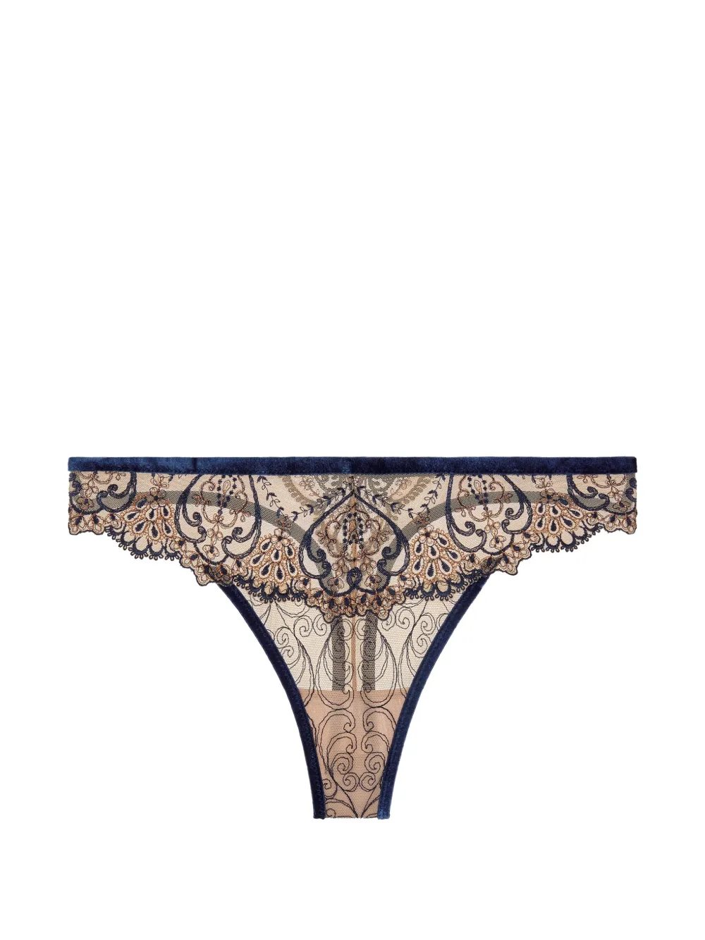 Aubade Coeurs Enlacés Tanga mit Stickerei - Nude