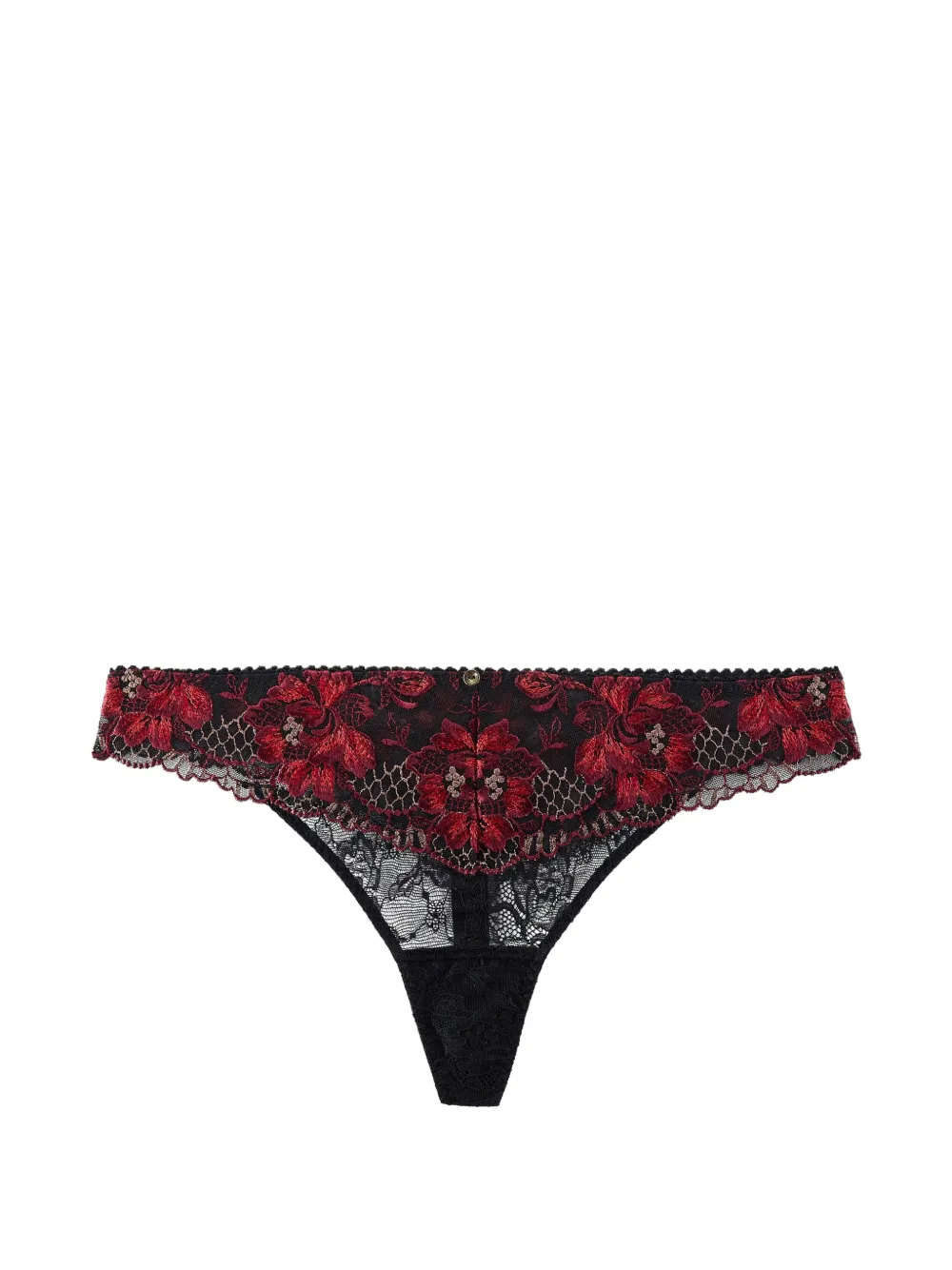 Aubade Bestickter Mélodie d'Été Tanga - Schwarz