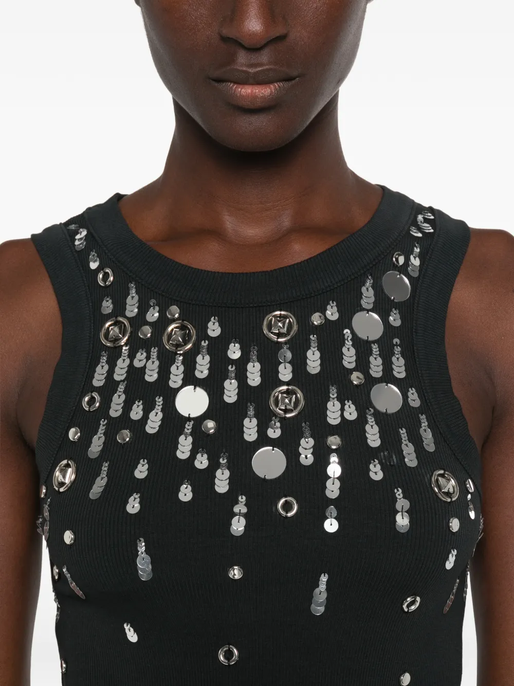 DES PHEMMES Verfraaide tanktop Zwart