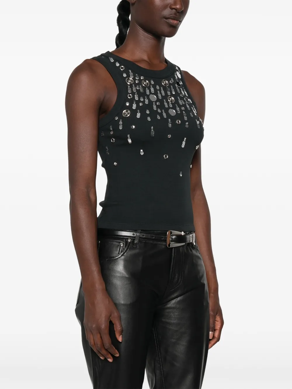 DES PHEMMES Verfraaide tanktop Zwart