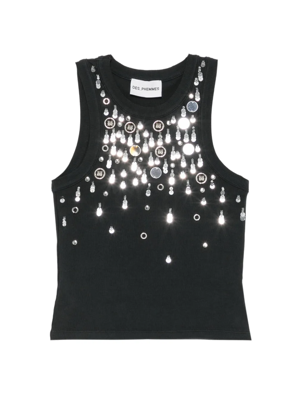 DES PHEMMES embellished ribbed tank top