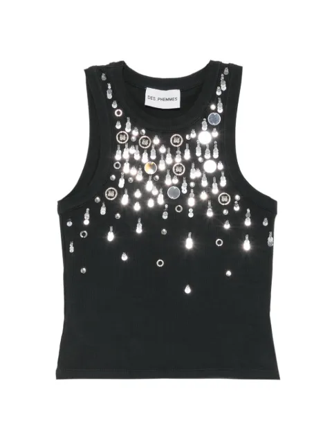 DES PHEMMES embellished ribbed tank top