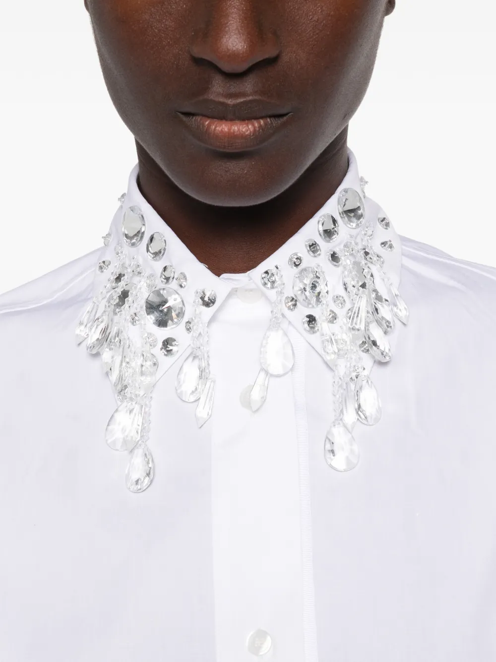DES PHEMMES Blouse verfraaid met kristal Wit