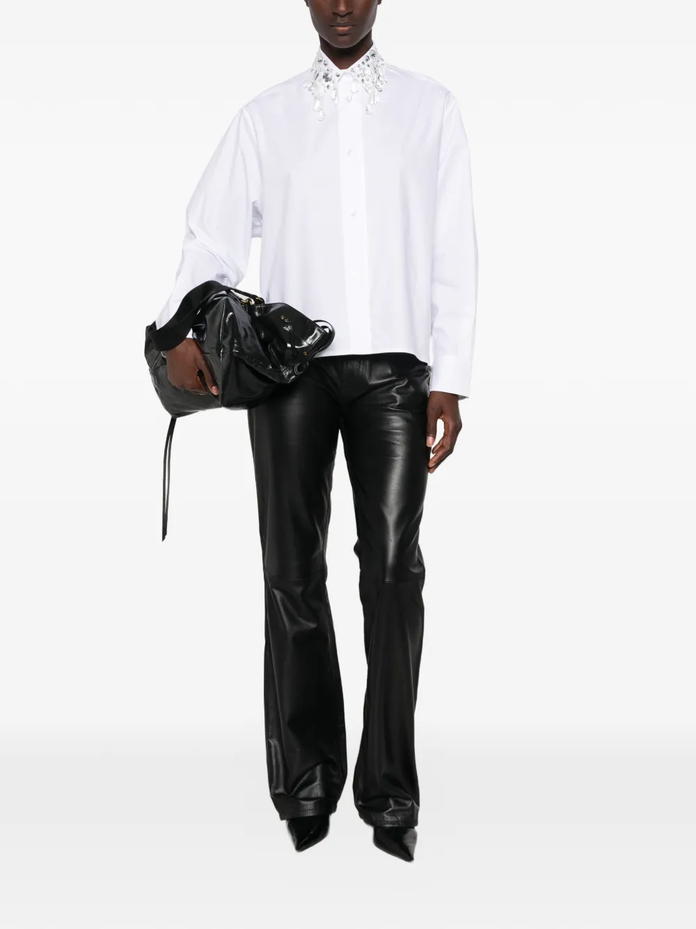 DES PHEMMES Blouse verfraaid met kristal Wit
