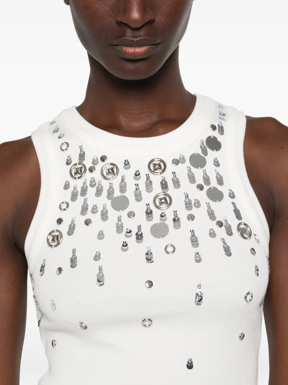 DES PHEMMES Verfraaide tanktop Wit