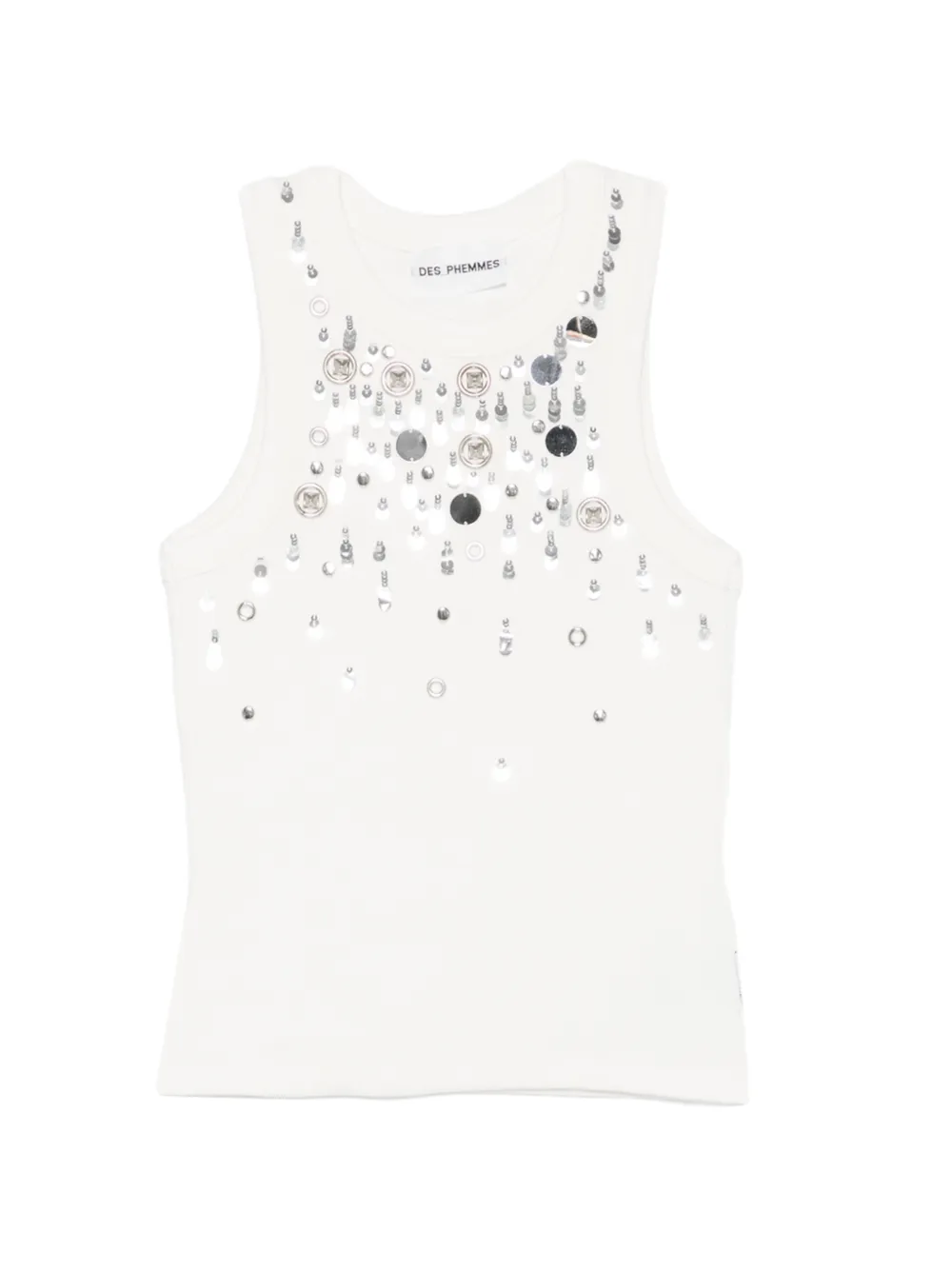 DES PHEMMES embellished ribbed tank top