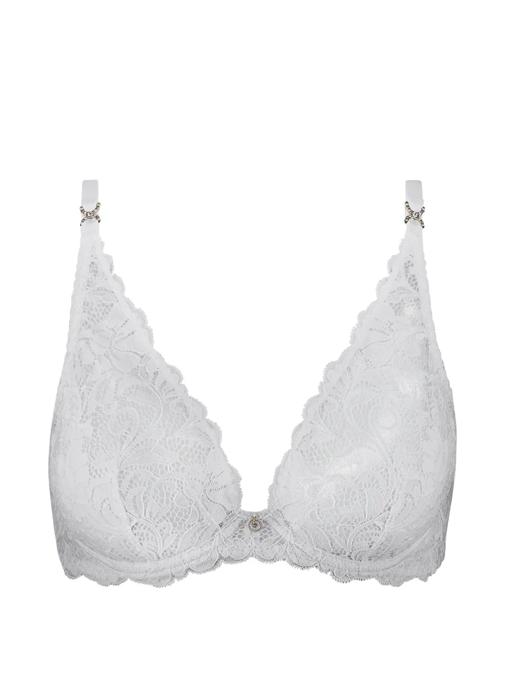 Aubade Mon Bijou Triangel-BH mit Blumenstickerei - Weiß