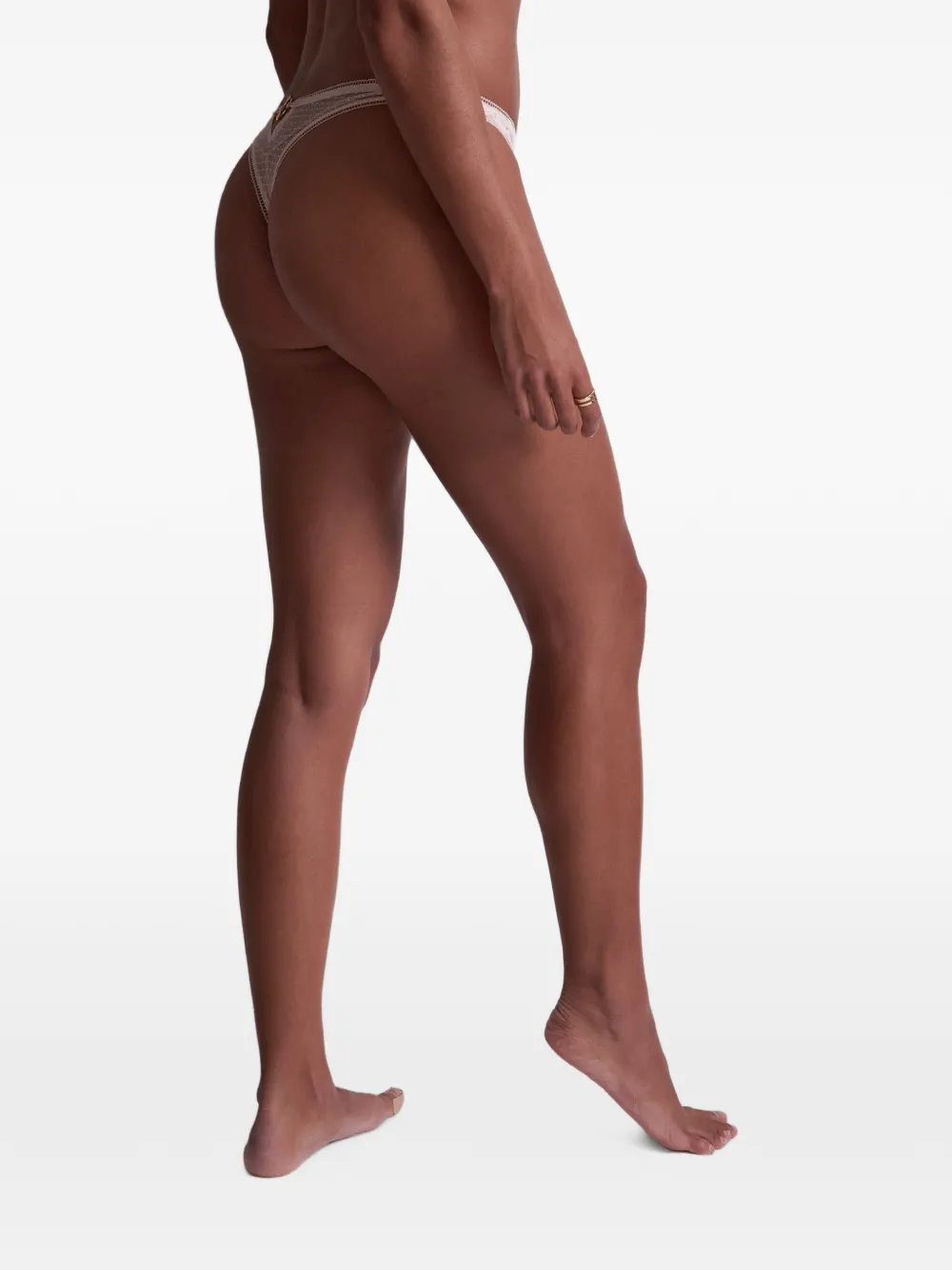 Aubade Mesh string met kanten afwerking Beige