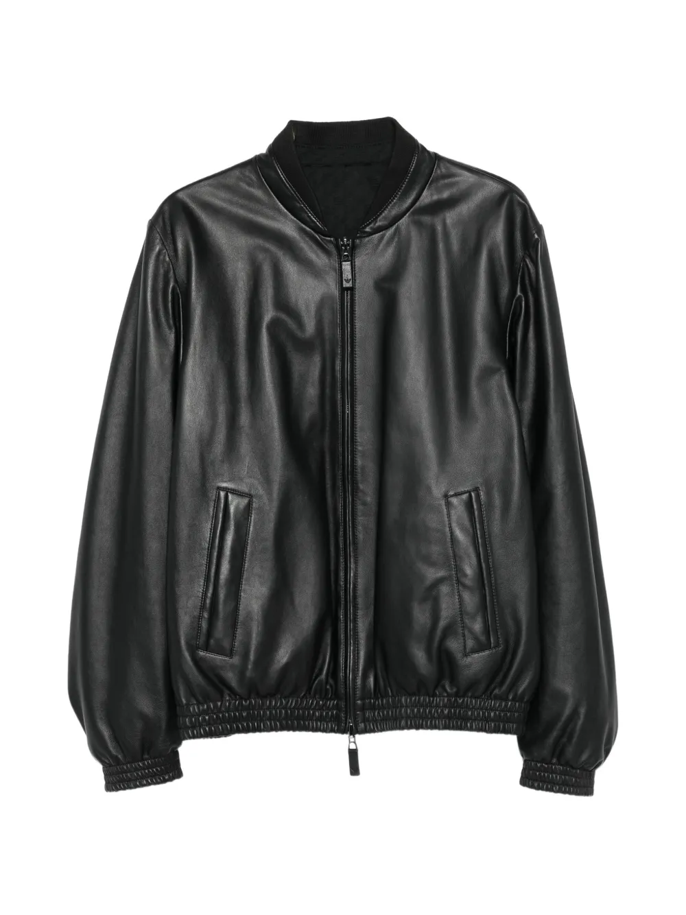 Emporio Armani zip-up leather jacket Zwart