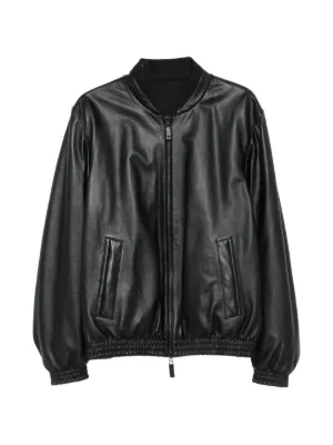 Emporio Armani Leather Bomber Jacket | Black | FARFETCH
