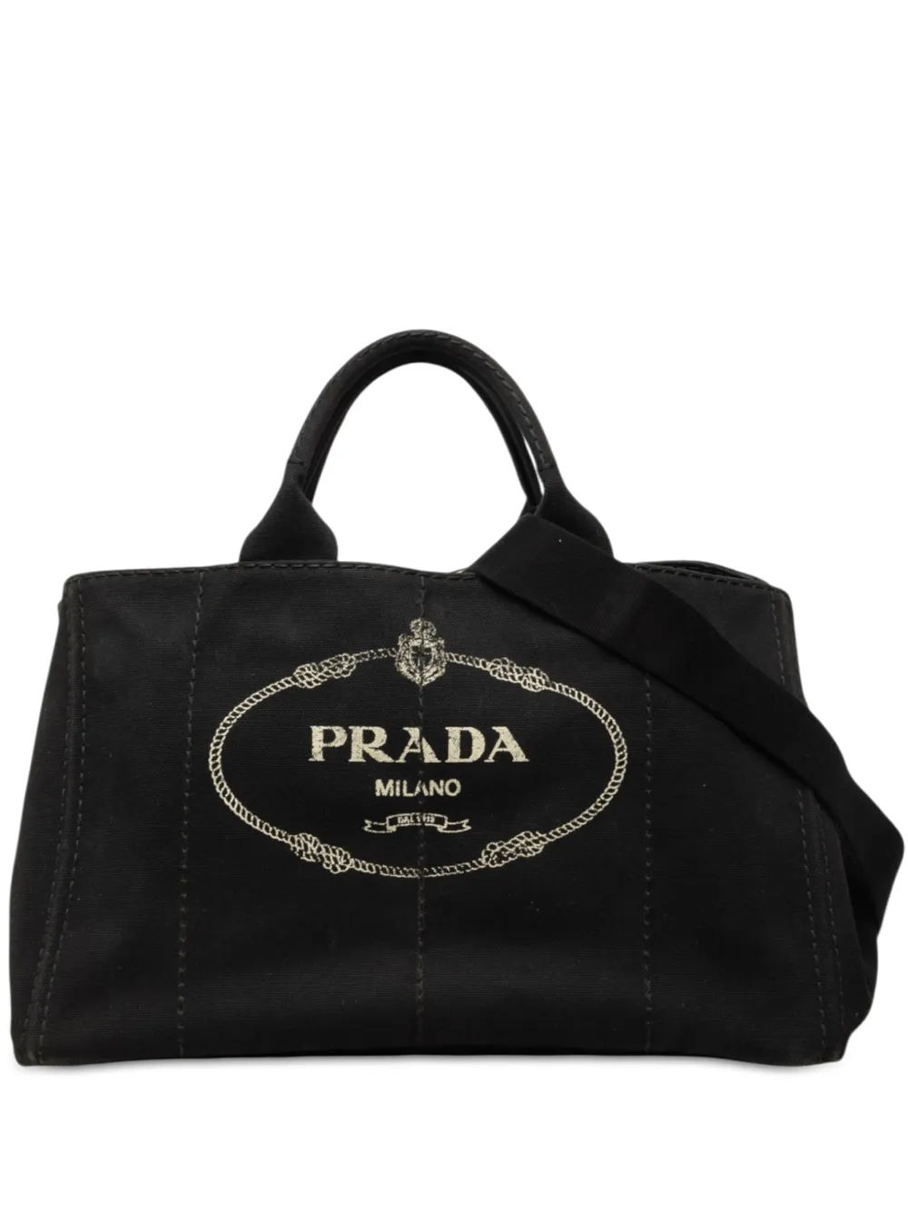 Prada Pre-Owned 2013-2026 Large Canvas Canapa Logo Tote satchel - Nero