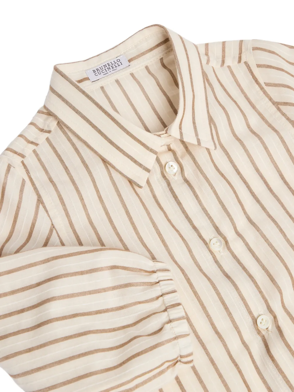 Brunello Cucinelli Kids striped Bernie shirt Beige
