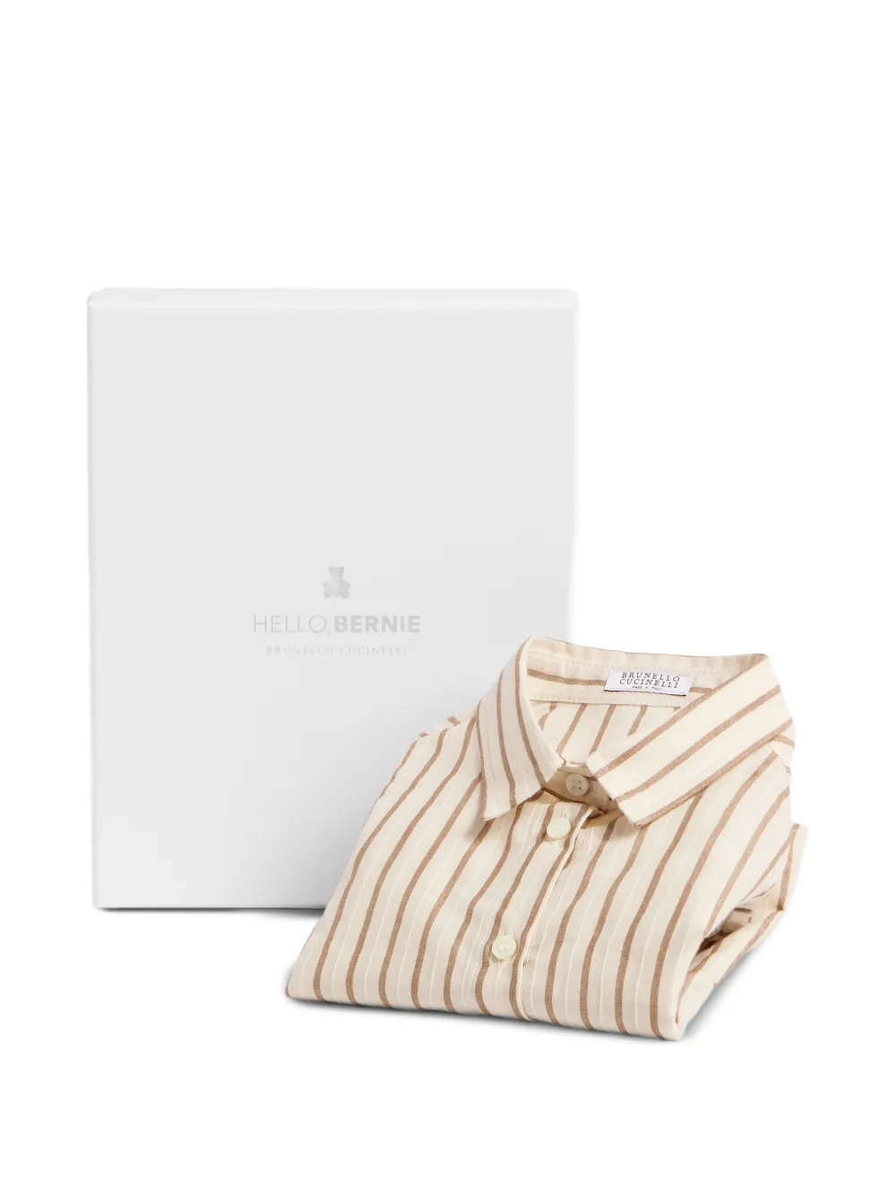 Brunello Cucinelli Kids striped Bernie shirt Beige