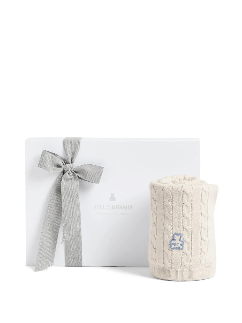 Brunello Cucinelli Kids Baby Bernie cable-knit blanket Beige