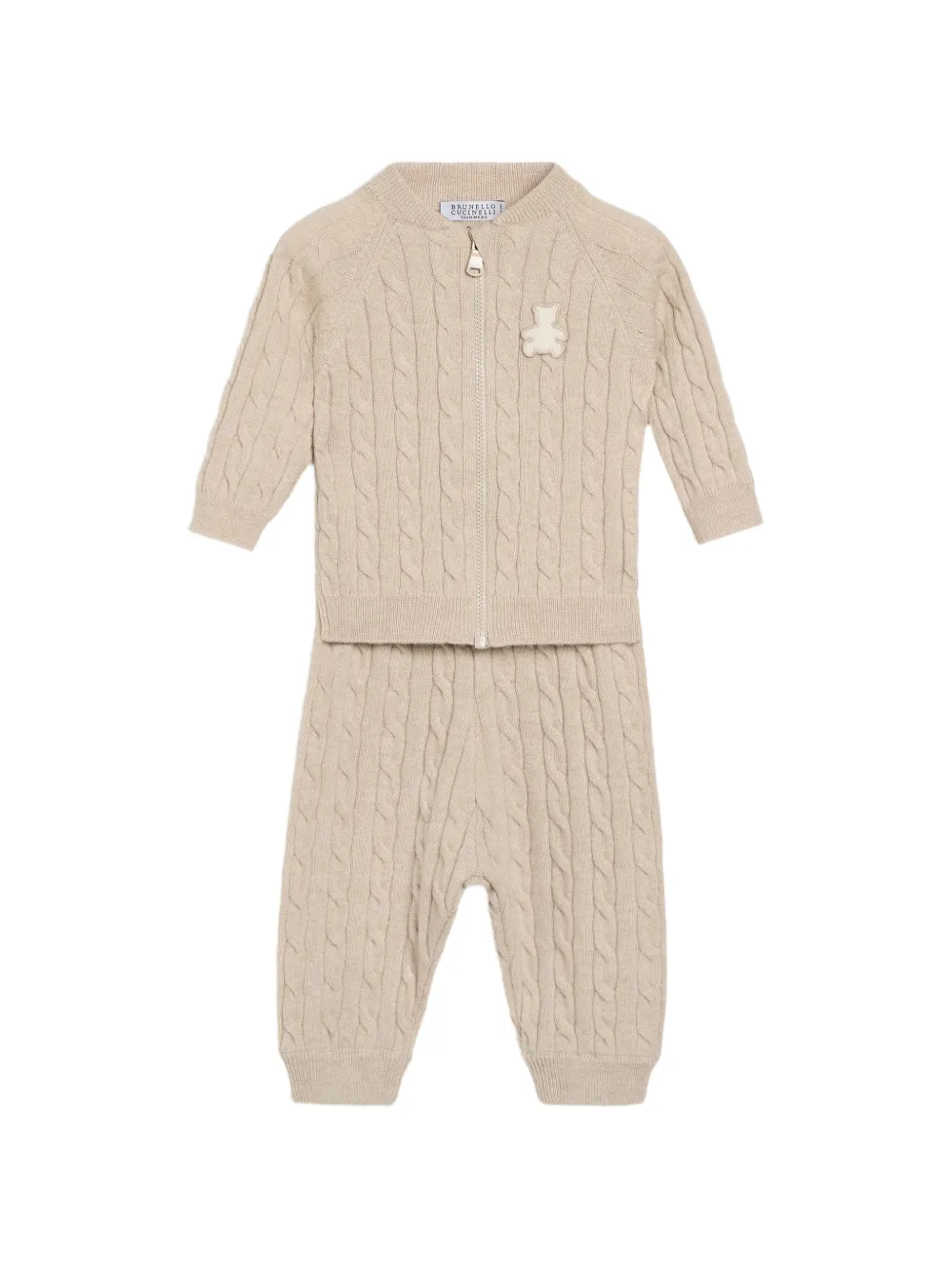 Brunello Cucinelli Kids Bernie Pullover mit Zopfmuster - Nude