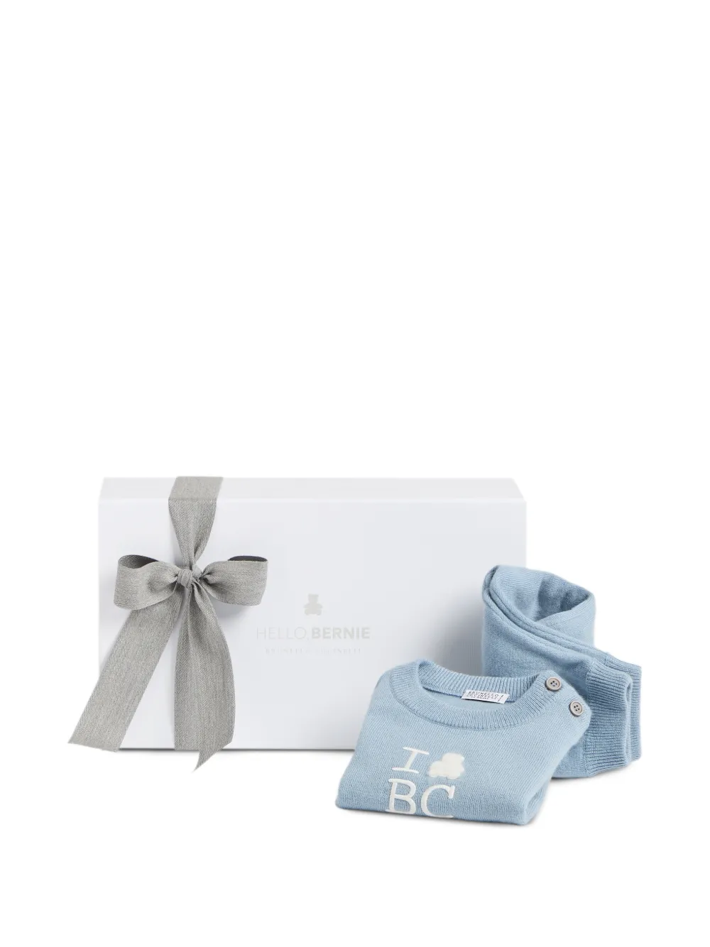 Brunello Cucinelli Kids Baby Bernie cashmere sweater trousers set Blauw
