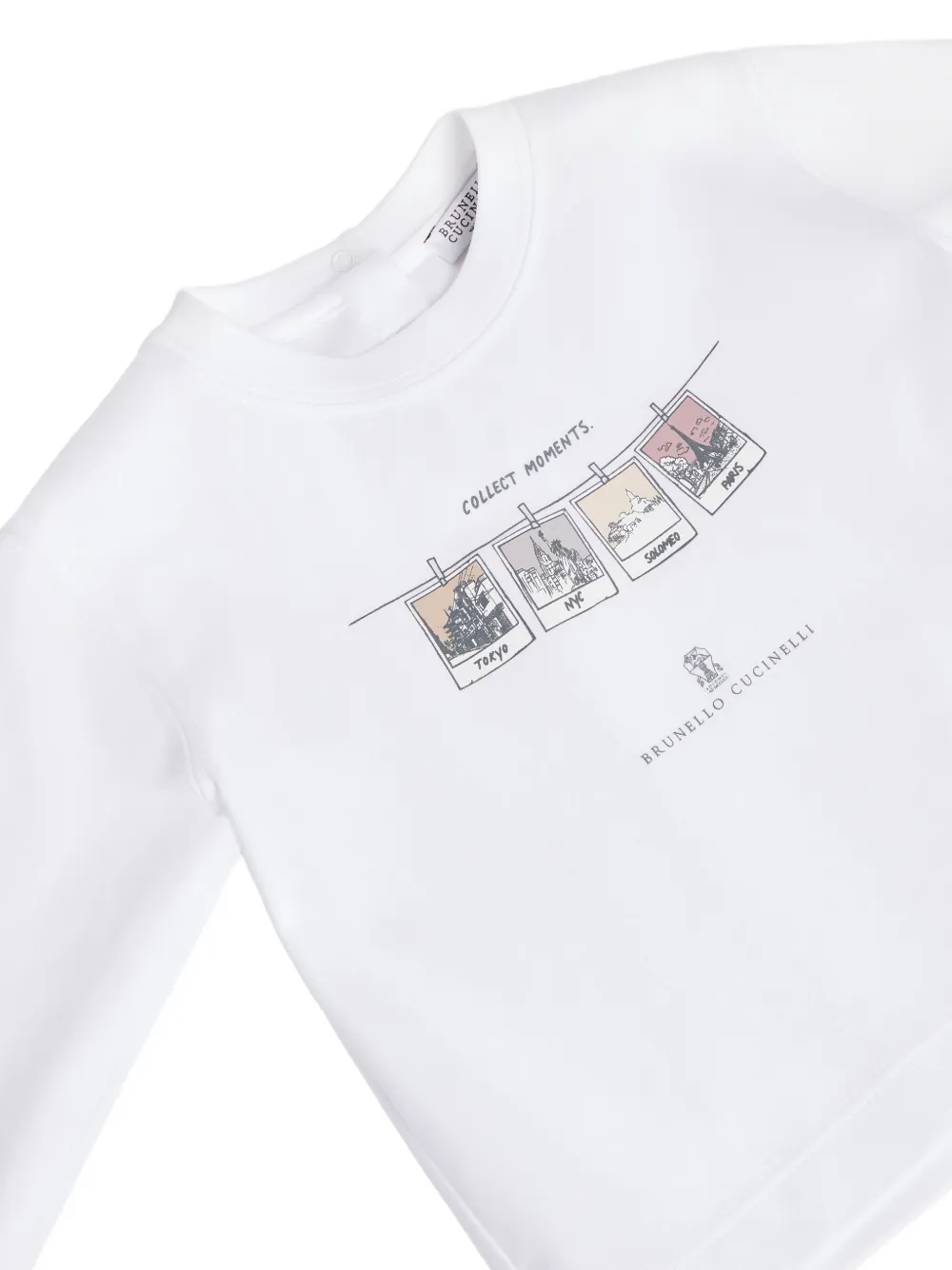 Brunello Cucinelli Kids Baby Bernie graphic-print T-shirt Wit