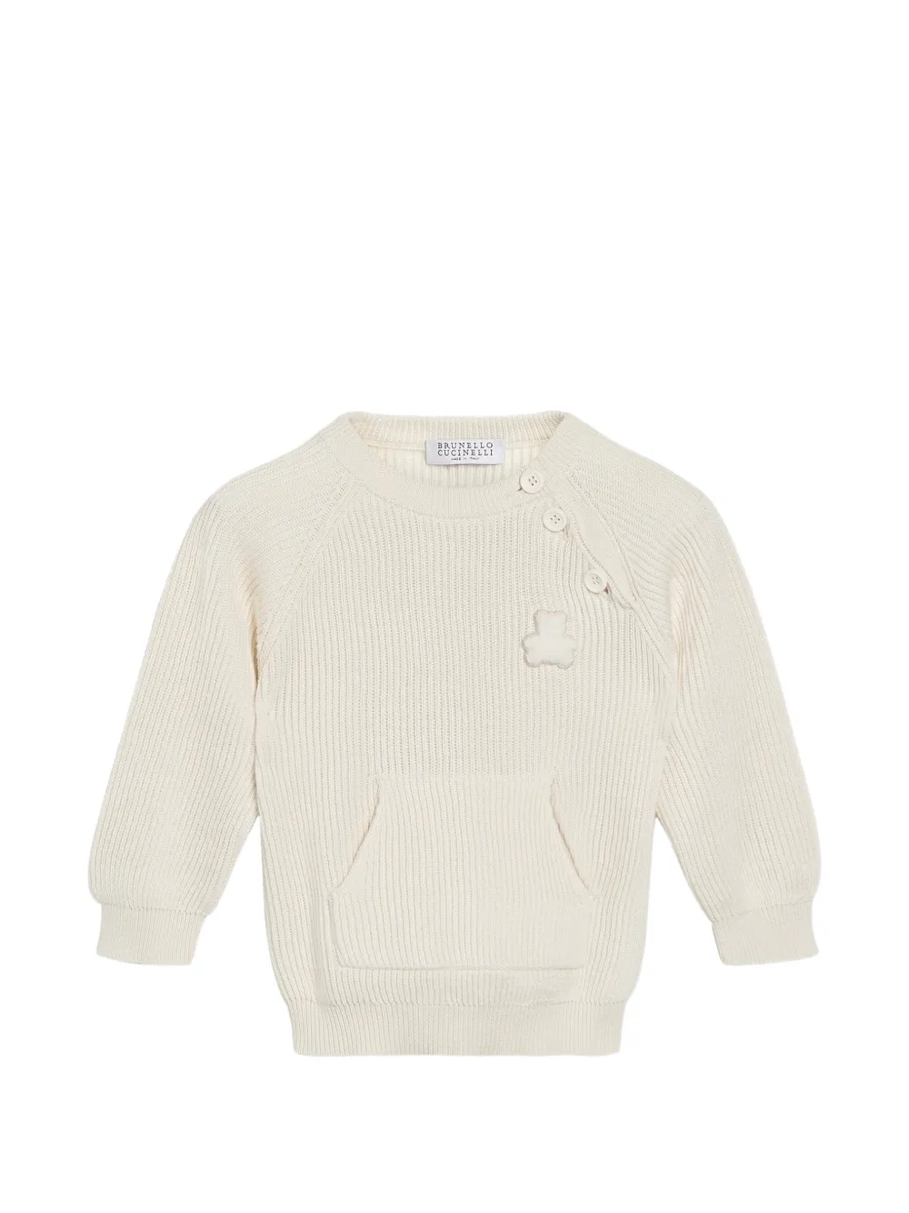 Brunello Cucinelli Kids Baby Bernie Pullover mit englischer Rippstruktur - Nude