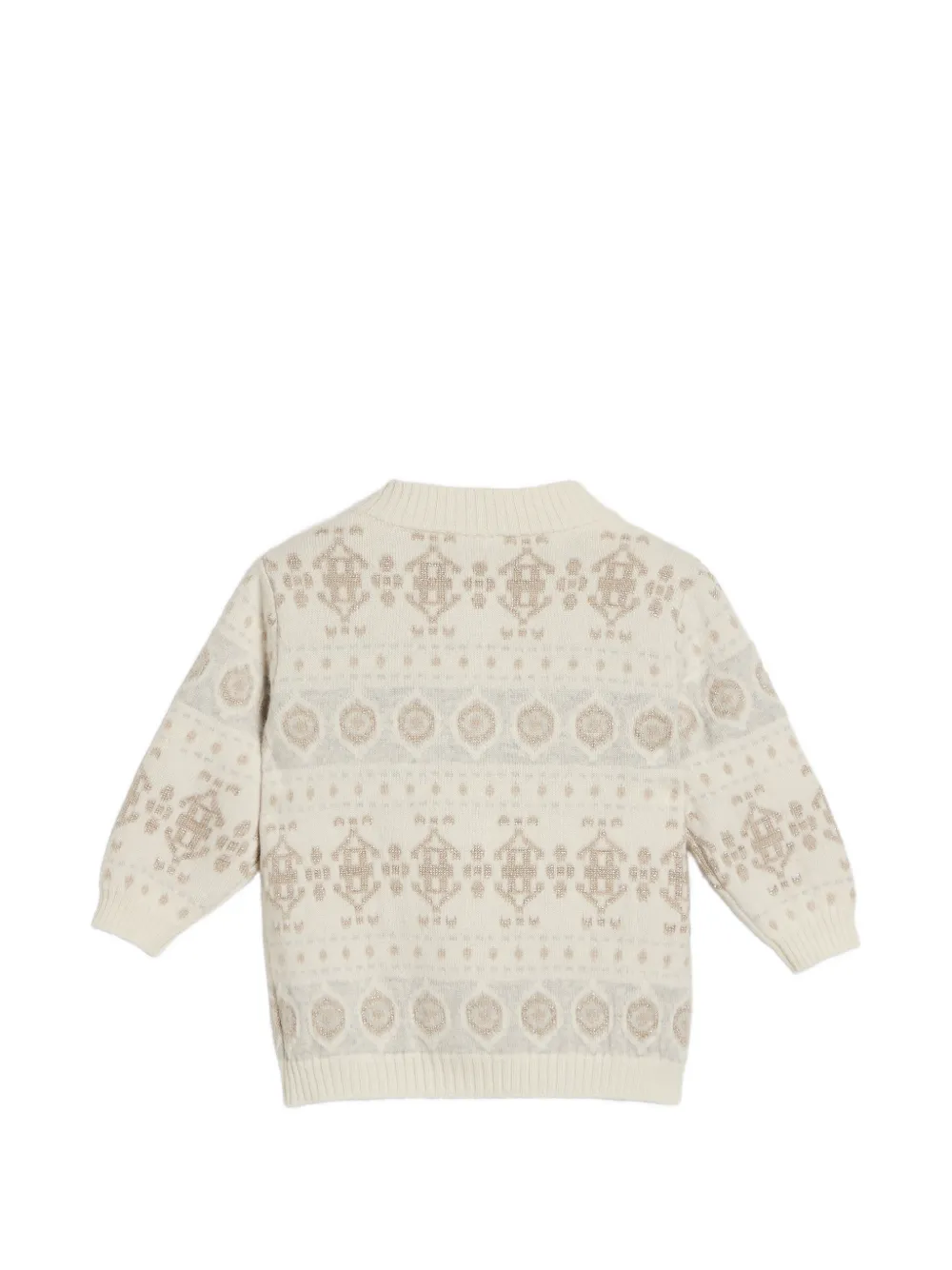 Brunello Cucinelli Kids sparkling jacquard cashmere cardigan Beige