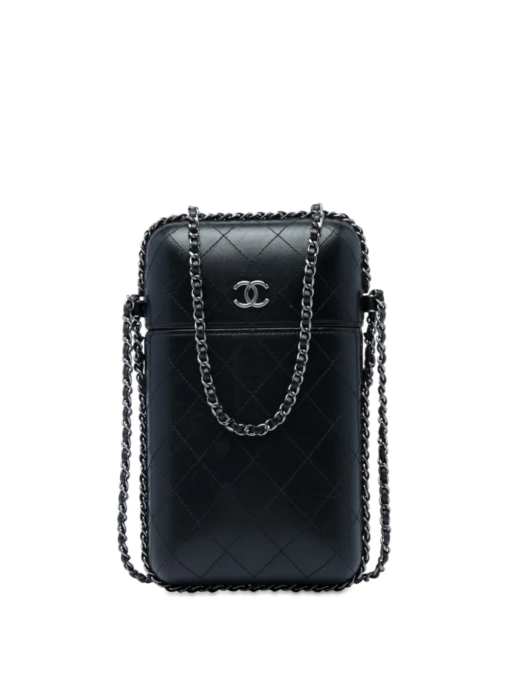 CHANEL Pre-Owned 2019 CC Quilted Lambskin Chain Around Phone Holder crossbody bag - Nero
