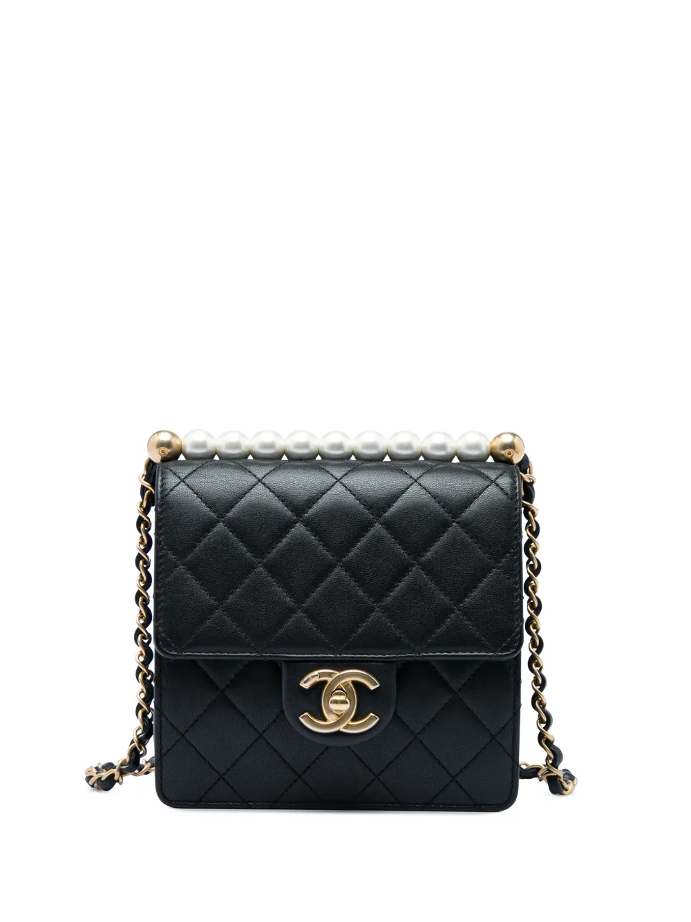 CHANEL Pre-Owned 2019 Small Quilted Goatskin Chic Pearls Flap crossbody bag - Nero