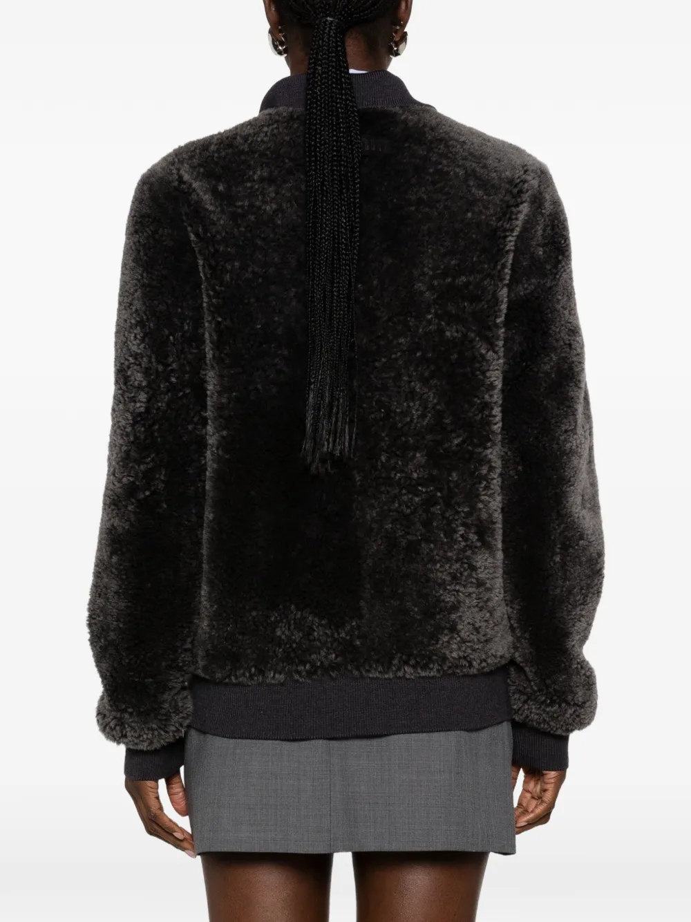 Miu Jack met lammy-afwerking en knopen Grijs