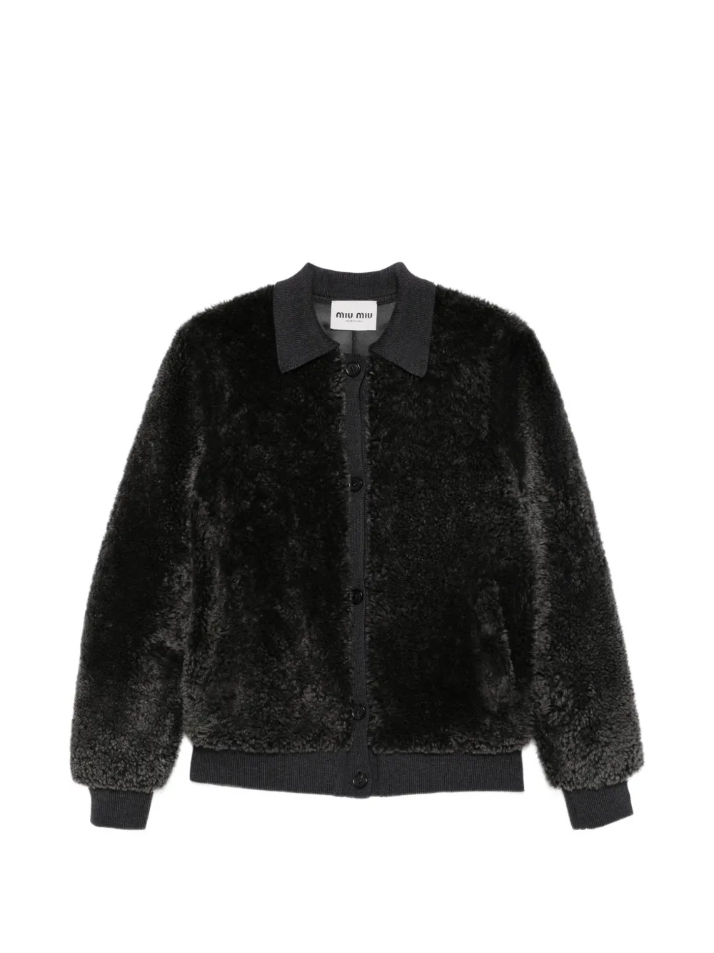 Miu Miu shearling-finish button-up jacket - Grigio
