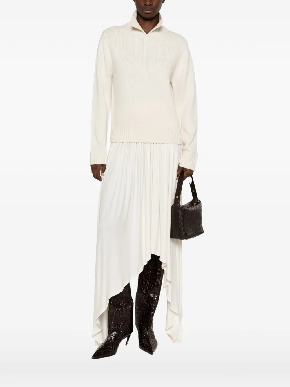 extreme cashmere Jo trui met hoge hals en geribbelde afwerking Beige