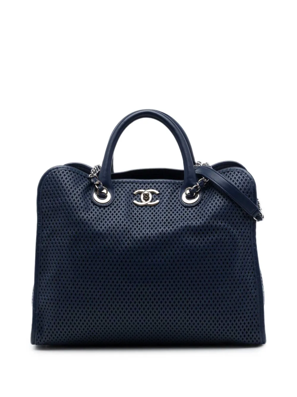 CHANEL Pre-Owned 2013-2014 perforierte Up in der Air Satchel-Tasche aus Kalbsleder - Blau