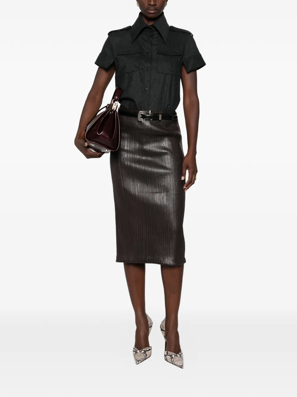 KHAITE Emiel blouse met korte mouwen Grijs