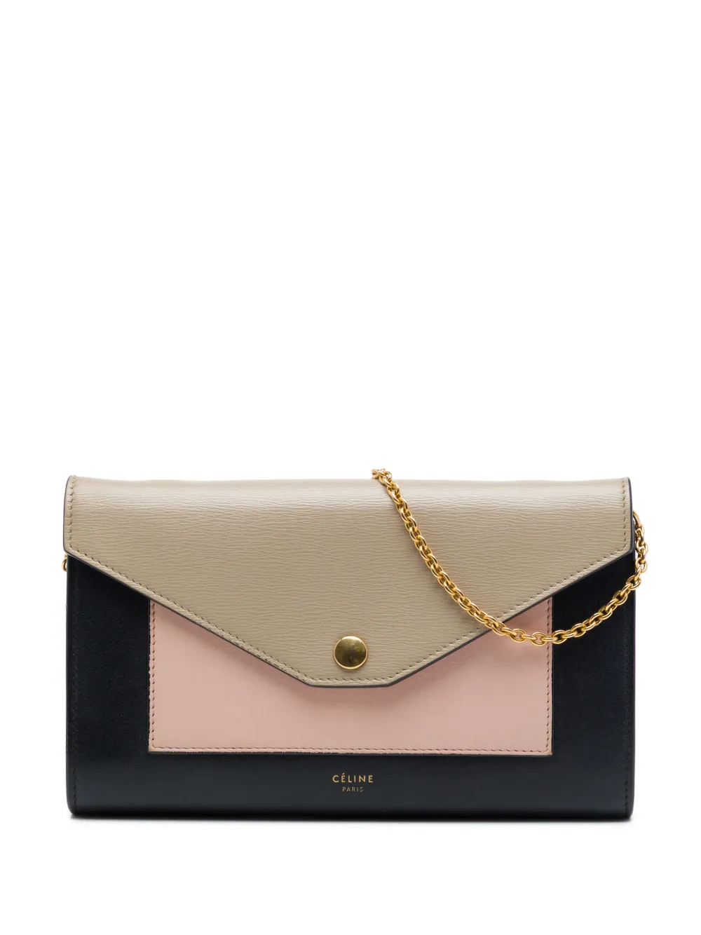 Celine Pre-Owned 2017 Tricolor Leather Pocket Envelope Wallet On Chain crossbody bag - Nero