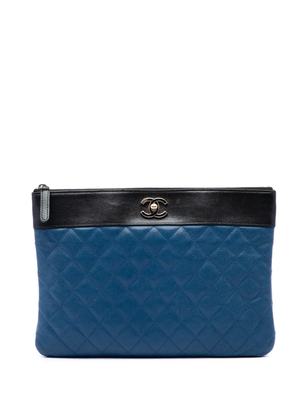 CHANEL Pre-Owned 2016-2017 Medium Bicolor Quilted Sheepskin Mademoiselle O Case clutch bag - Blu