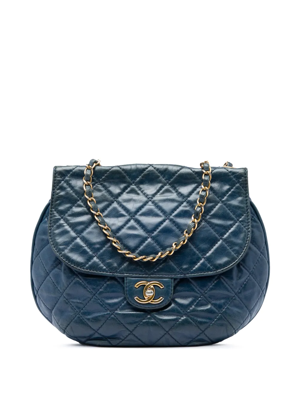 CHANEL Pre-Owned 2014-2015 Medium Quilted Glazed Calfskin Bubble CC Flap crossbody bag - Blu