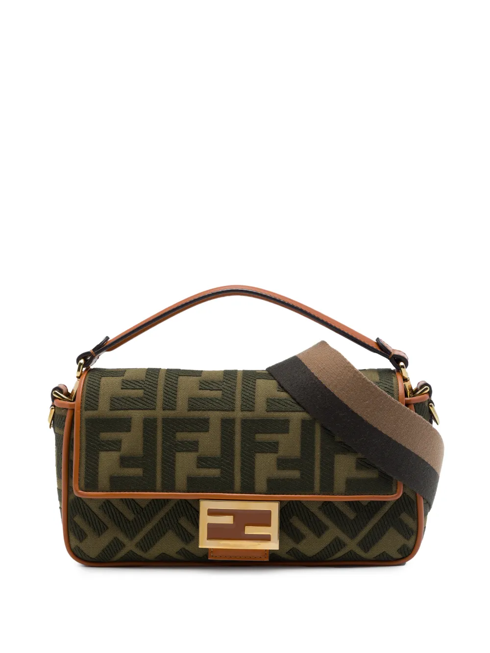 Fendi Pre-Owned 2010-2026 Zucca Embroidered Canvas Baguette satchel - Verde
