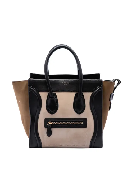 Celine Pre-Owned 2012 Micro Tricolor Calfskin and Suede Luggage tote bag