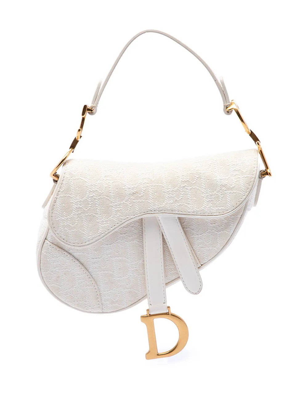 Christian Dior Pre-Owned 2020 Mini Oblique Embroidered Canvas Saddle Bag satchel - White