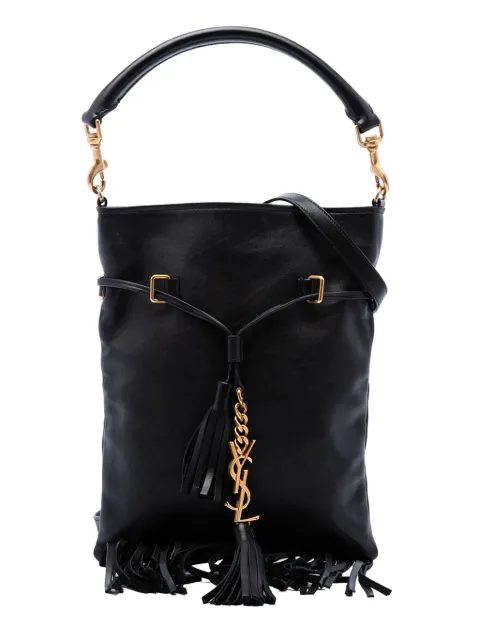Saint Laurent Pre-Owned 2014 Small Leather Fringe Flat Bucket Bag satchel