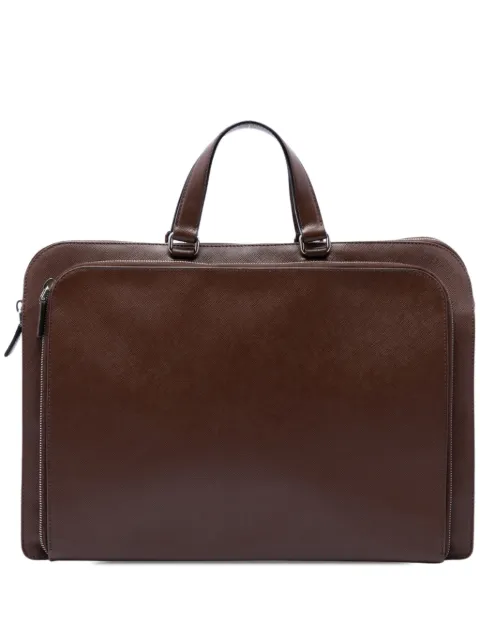 Prada Pre-Owned 2013-2026 Saffiano Cuir Travel Front Zip Pocket Briefcase business bag