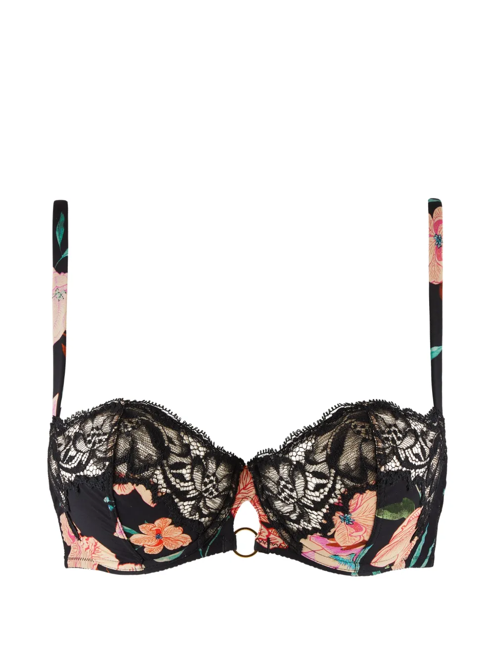 Aubade Sweetfolk BH mit Spitzenbesatz und Blumenprint - Schwarz