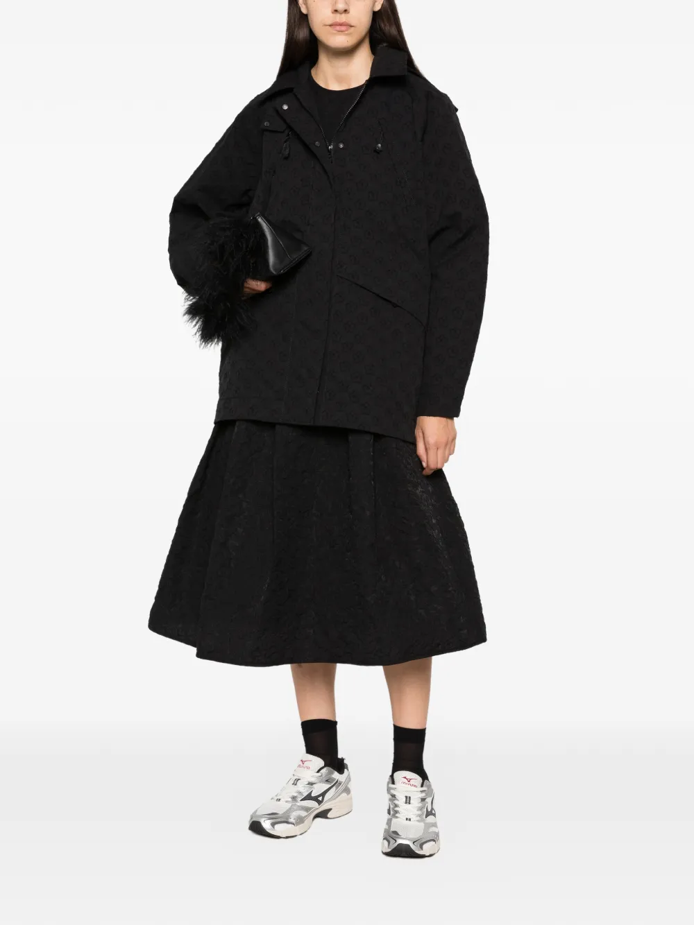 Cecilie Bahnsen Finn Floral-patterned Hooded Jacket in Black, view 2