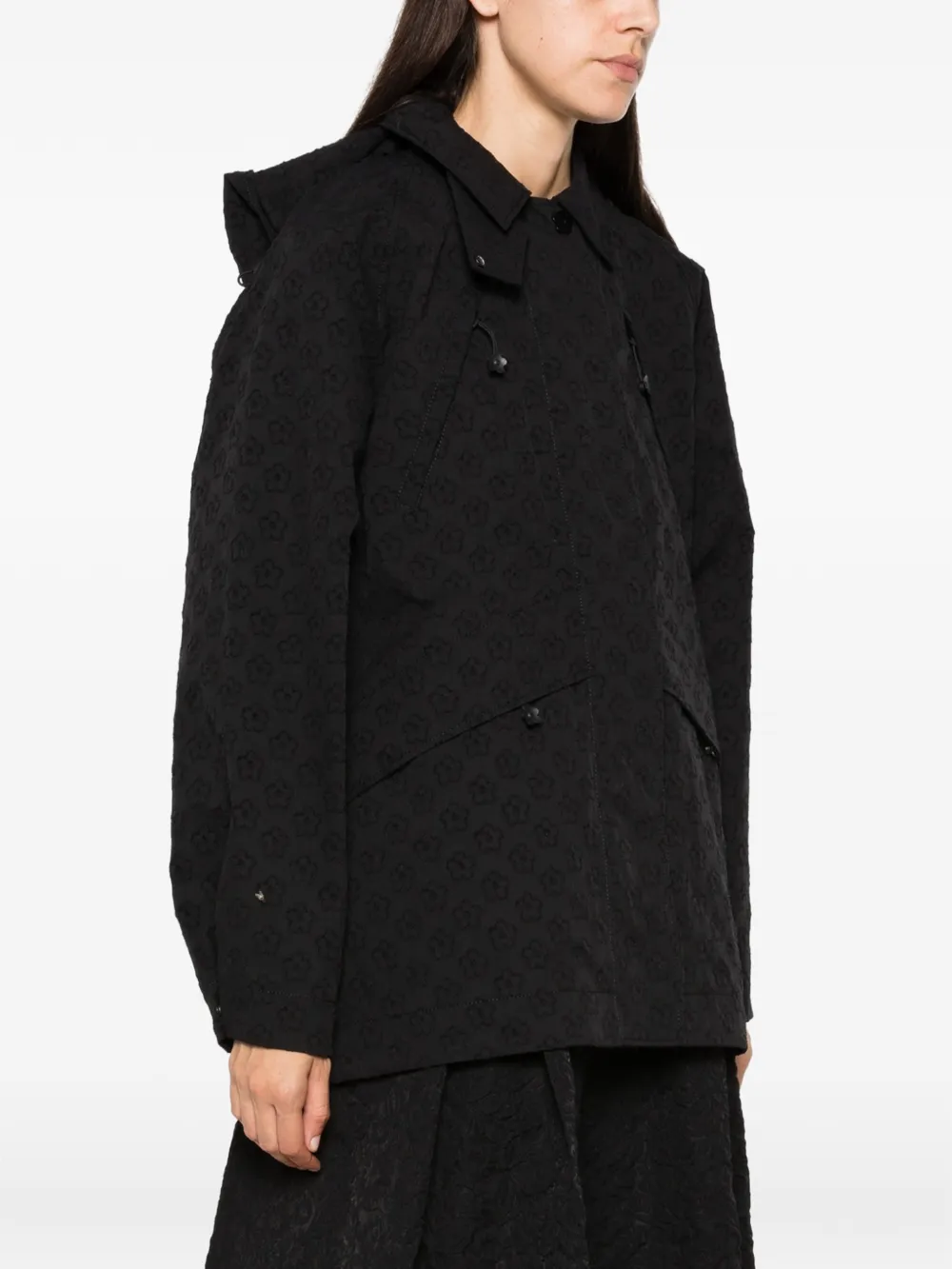 Cecilie Bahnsen Finn Floral-patterned Hooded Jacket in Black, view 3