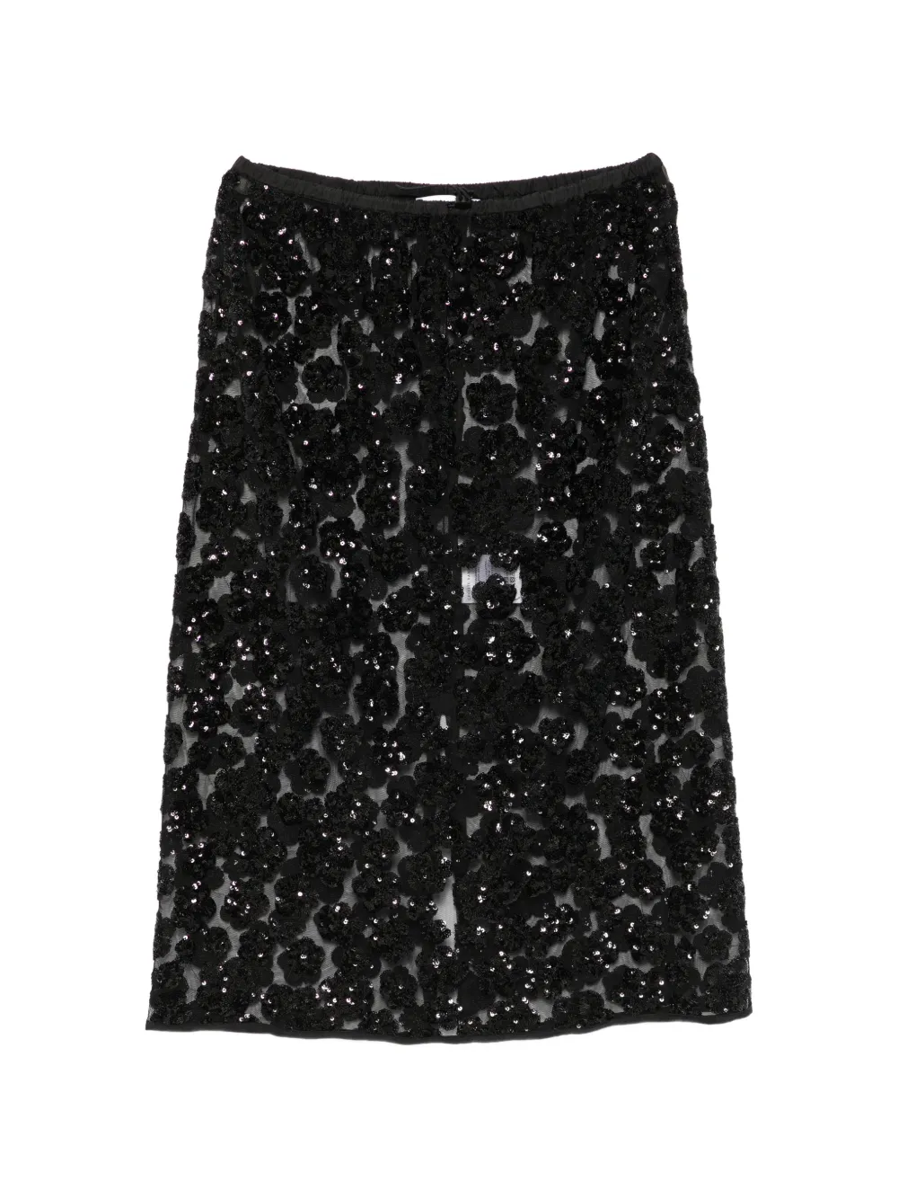Cecilie Bahnsen Bria sequin-embellished floral-appliqué midi skirt