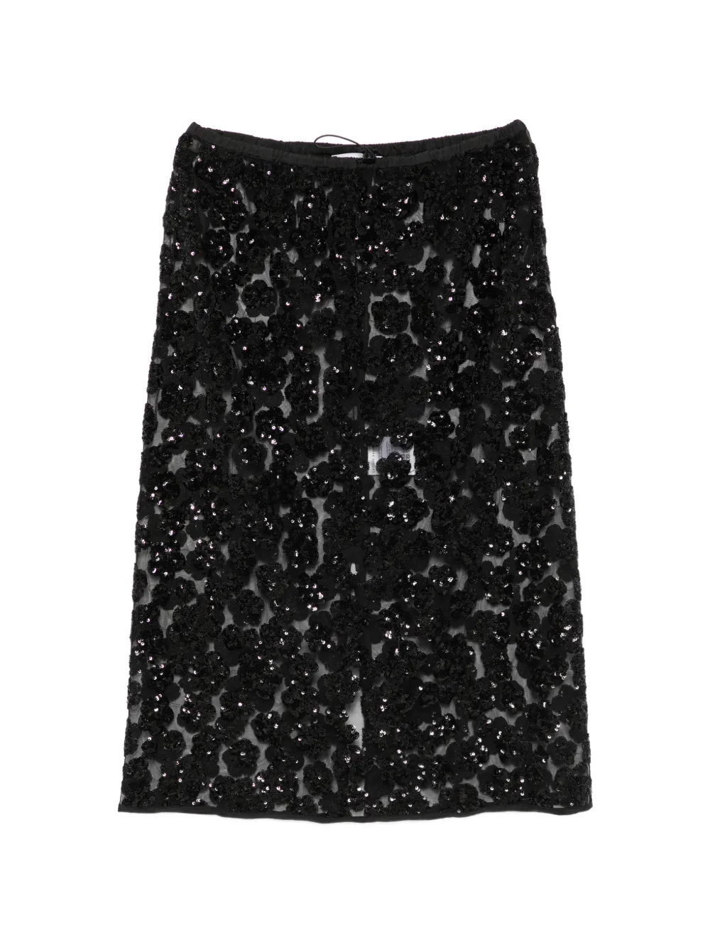 Cecilie Bahnsen Bria sequin-embellished floral-appliqué midi skirt