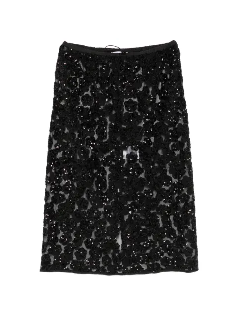 Cecilie Bahnsen Bria sequin-embellished floral-appliqué midi skirt