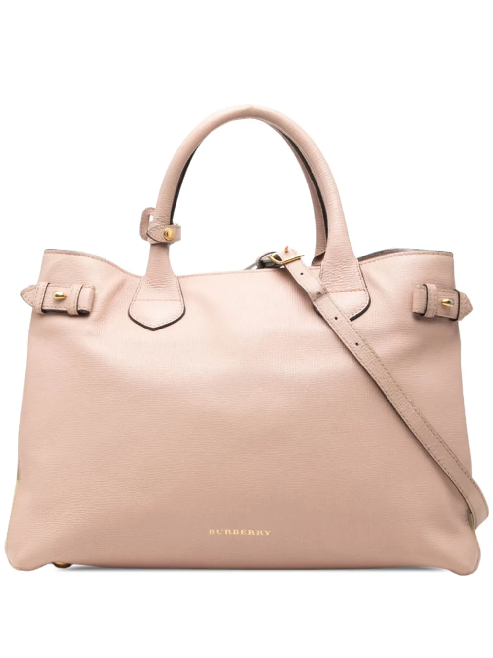 Burberry Pre-Owned 2016 Medium Leather and House Check Banner satchel - Rosa