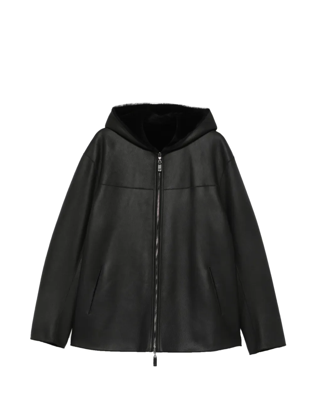 Emporio Armani hooded shearling jacket - Nero