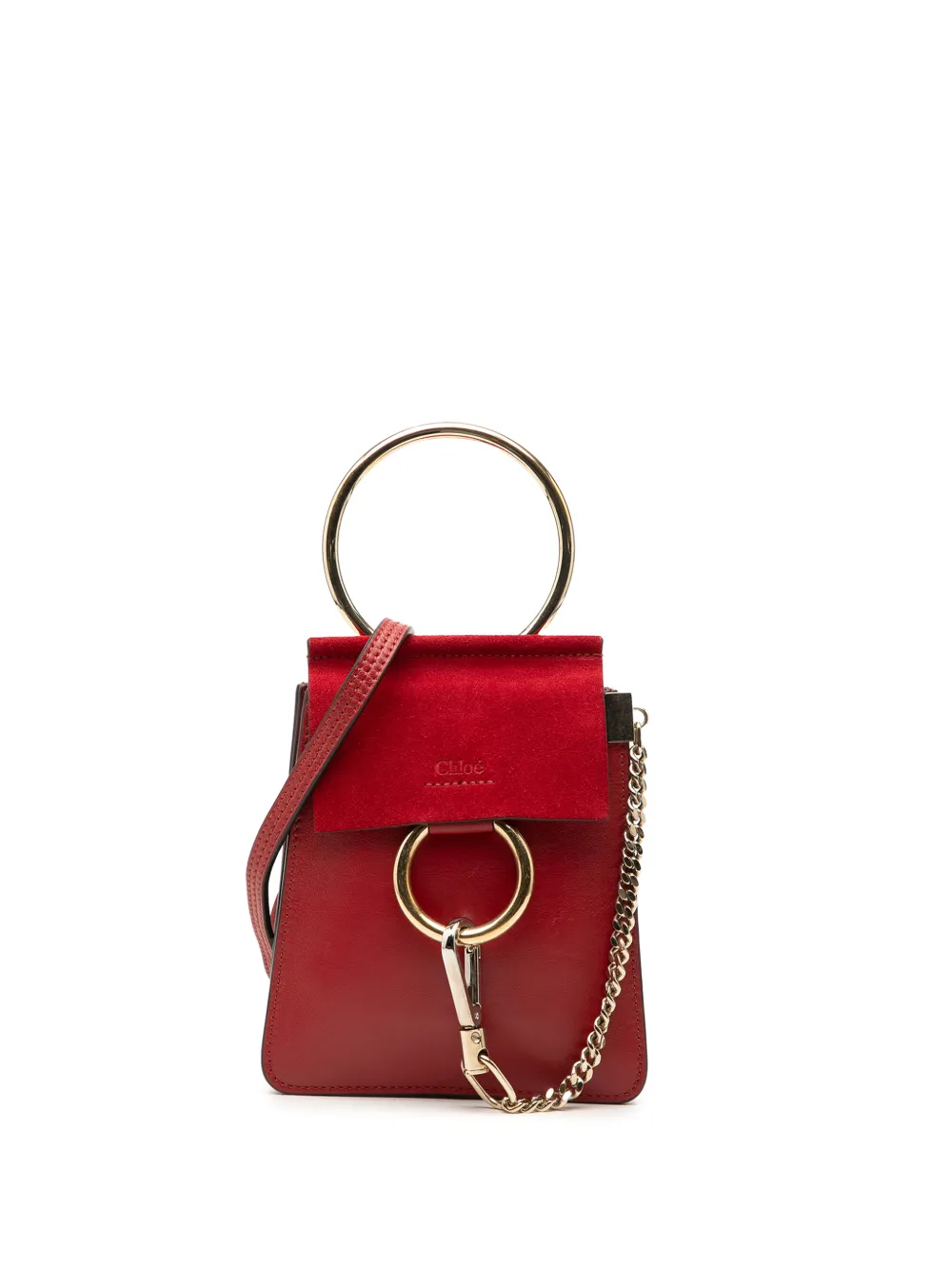 Chloé Pre-Owned 2018 Mini Calfskin and Suede Faye Bracelet Bag satchel - Rosso