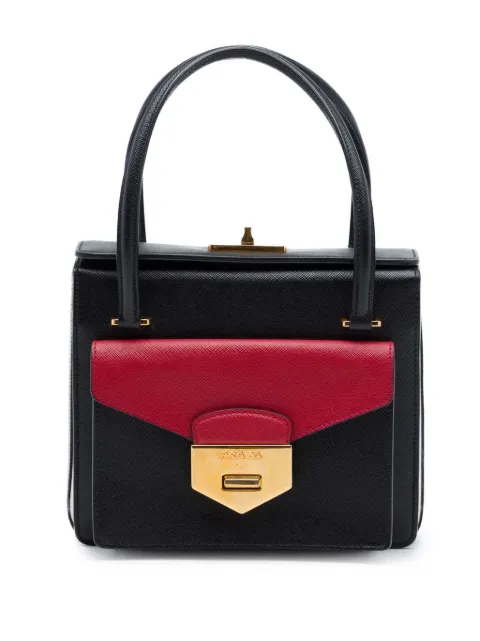 Prada Pre-Owned 2010-2026 Bicolor Saffiano Double Turn Lock Top Handle Bag handbag