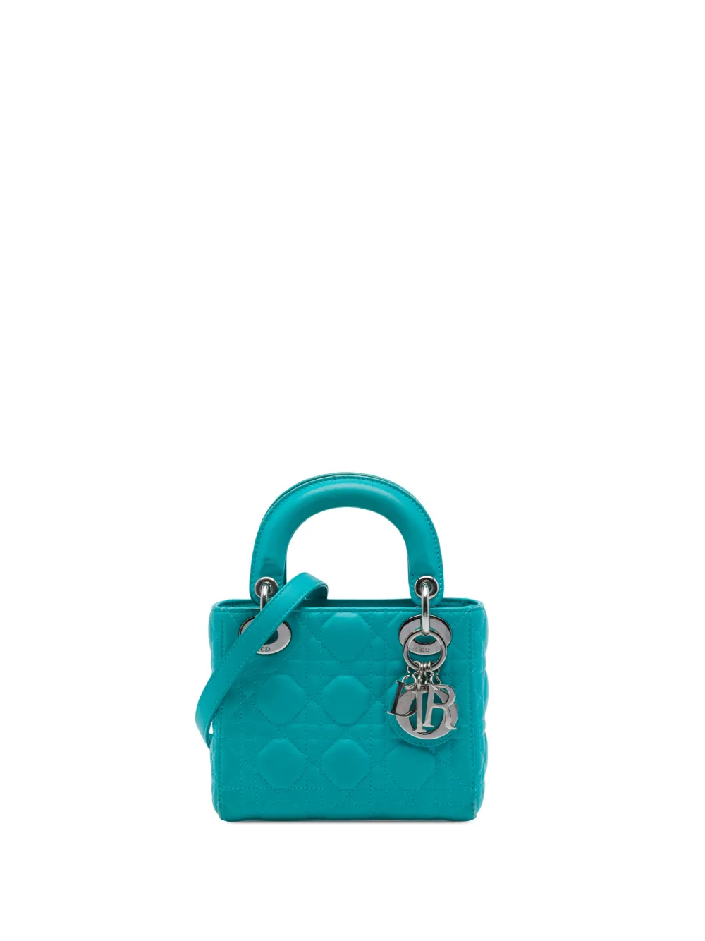 Christian Dior Pre-Owned 2014 mittelgroße Cannage Lady Dior Satchel-Tasche aus Lammleder - Blau