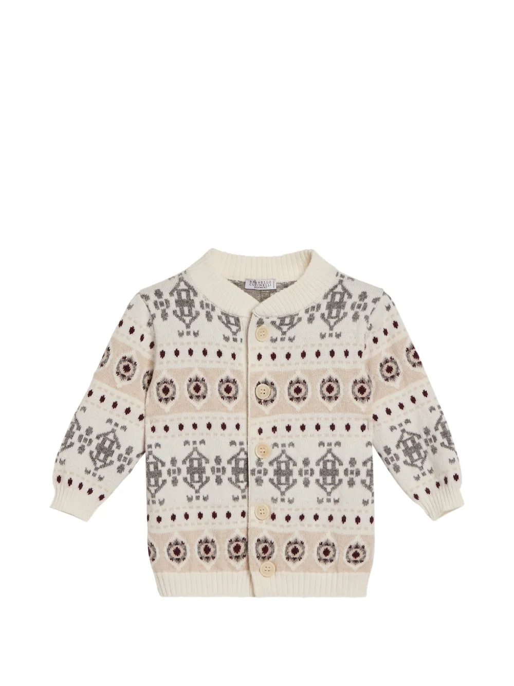 Brunello Cucinelli Kids Bernie Kaschmircardigan mit Jacquardmuster - Nude